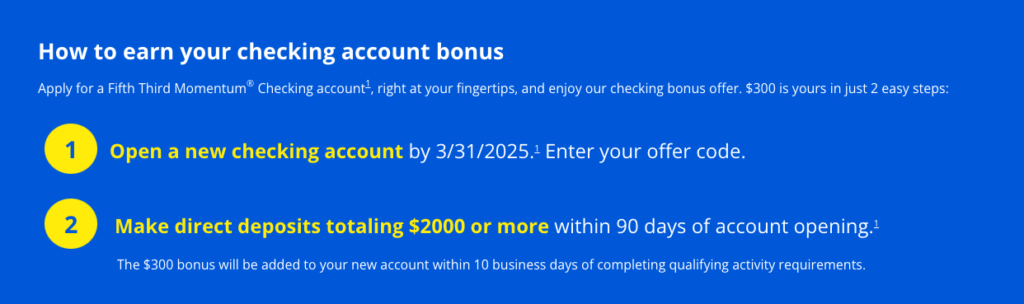 Fifth Third Bonus opportunities.